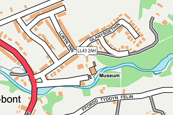 LL43 2AH map - OS OpenMap – Local (Ordnance Survey)