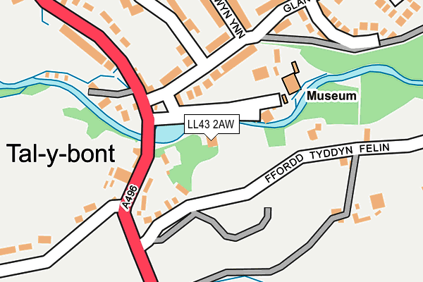 LL43 2AW map - OS OpenMap – Local (Ordnance Survey)