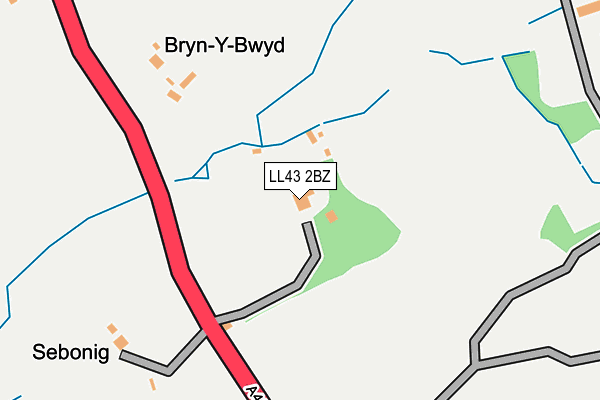 LL43 2BZ map - OS OpenMap – Local (Ordnance Survey)