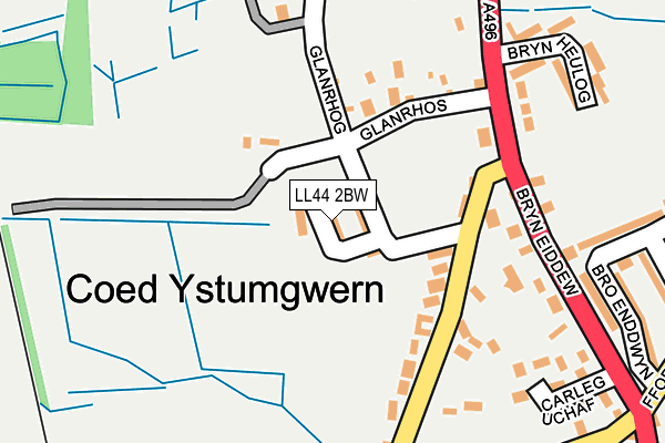 LL44 2BW map - OS OpenMap – Local (Ordnance Survey)