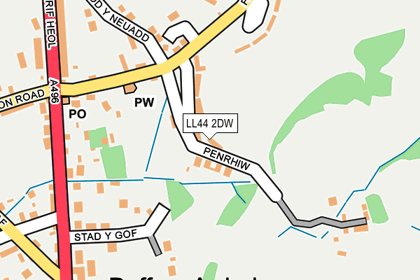 LL44 2DW map - OS OpenMap – Local (Ordnance Survey)