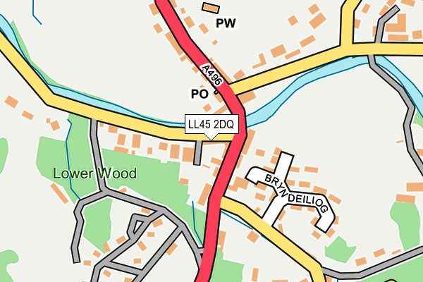 LL45 2DQ map - OS OpenMap – Local (Ordnance Survey)