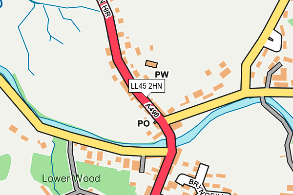 LL45 2HN map - OS OpenMap – Local (Ordnance Survey)