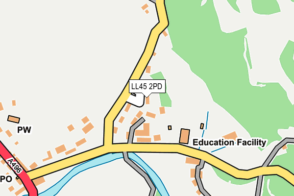 LL45 2PD map - OS OpenMap – Local (Ordnance Survey)