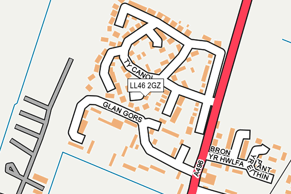 LL46 2GZ map - OS OpenMap – Local (Ordnance Survey)