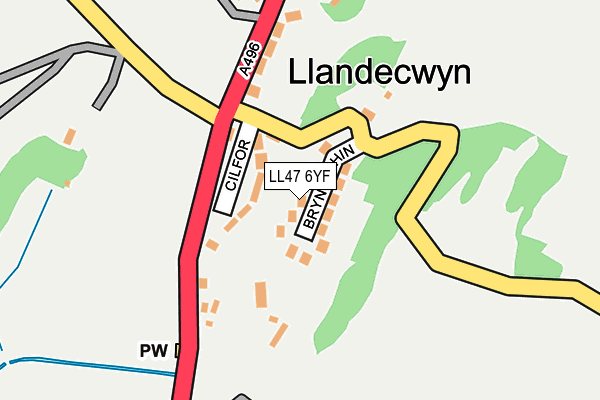 LL47 6YF map - OS OpenMap – Local (Ordnance Survey)