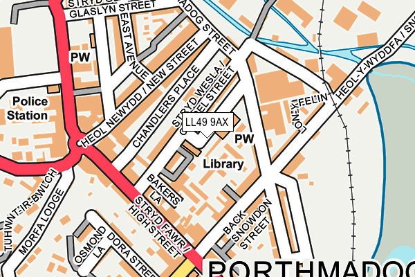 LL49 9AX map - OS OpenMap – Local (Ordnance Survey)