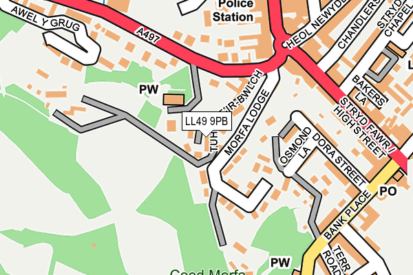LL49 9PB map - OS OpenMap – Local (Ordnance Survey)