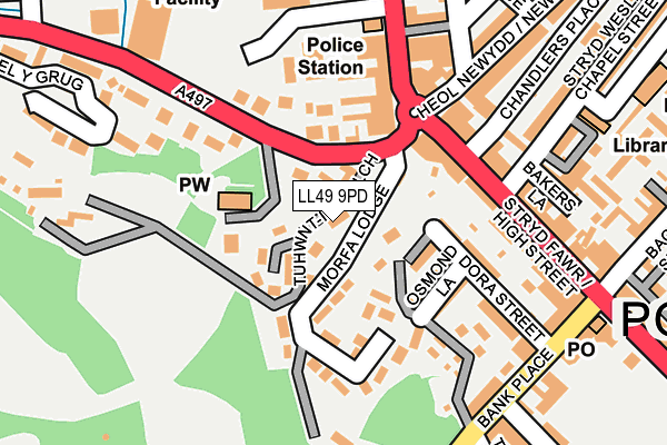 LL49 9PD map - OS OpenMap – Local (Ordnance Survey)