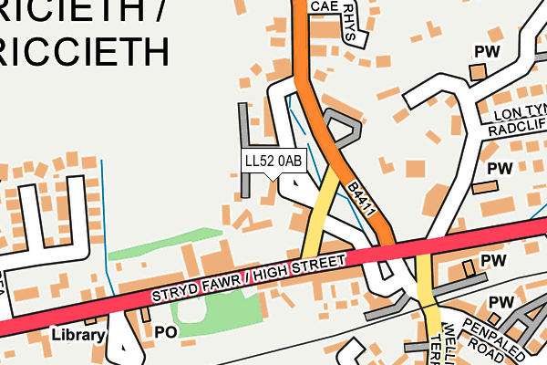 LL52 0AB map - OS OpenMap – Local (Ordnance Survey)