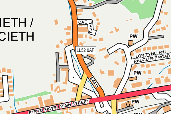 LL52 0AF map - OS OpenMap – Local (Ordnance Survey)