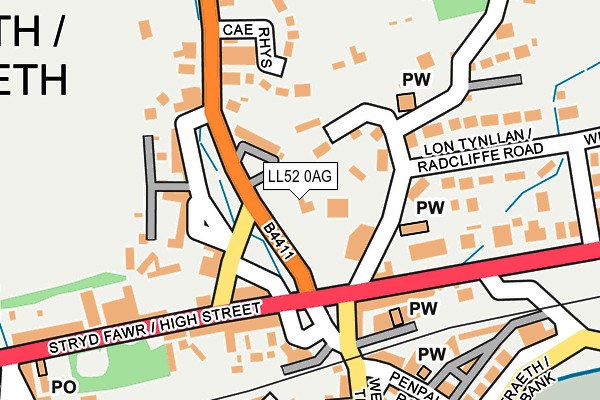 LL52 0AG map - OS OpenMap – Local (Ordnance Survey)