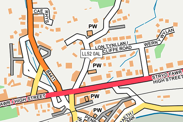 LL52 0AL map - OS OpenMap – Local (Ordnance Survey)