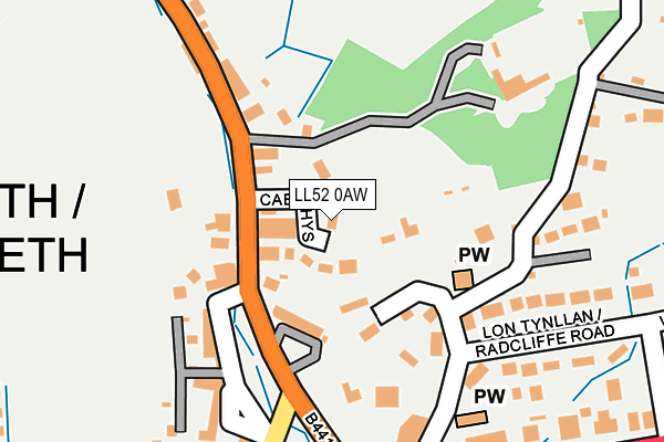 LL52 0AW map - OS OpenMap – Local (Ordnance Survey)