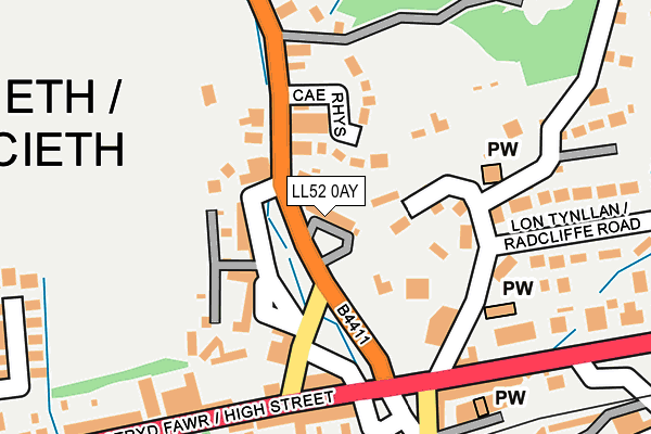 LL52 0AY map - OS OpenMap – Local (Ordnance Survey)