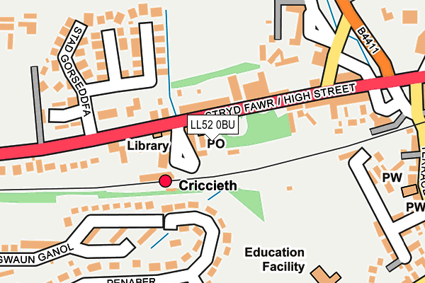 LL52 0BU map - OS OpenMap – Local (Ordnance Survey)