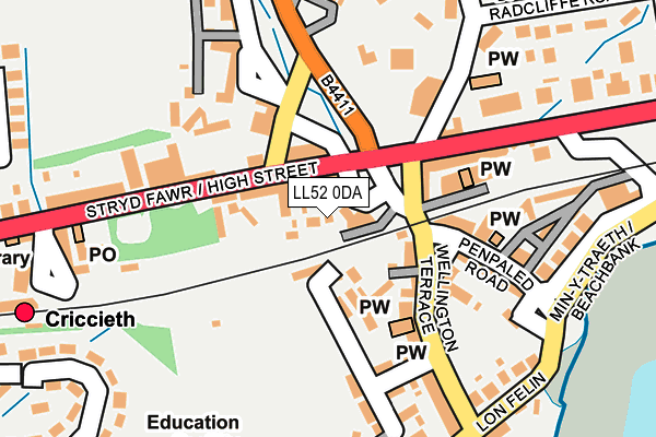 LL52 0DA map - OS OpenMap – Local (Ordnance Survey)