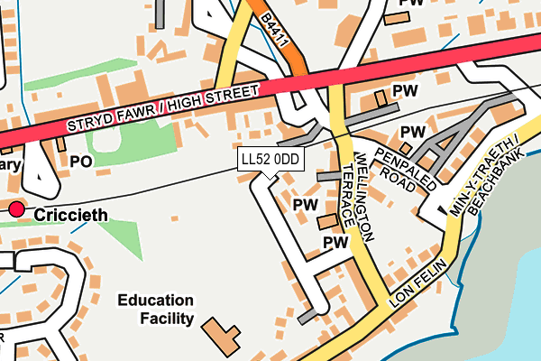 LL52 0DD map - OS OpenMap – Local (Ordnance Survey)