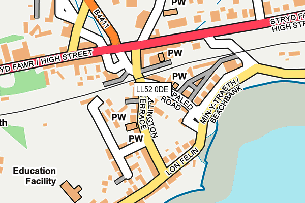 LL52 0DE map - OS OpenMap – Local (Ordnance Survey)