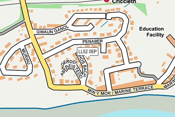 LL52 0EP map - OS OpenMap – Local (Ordnance Survey)