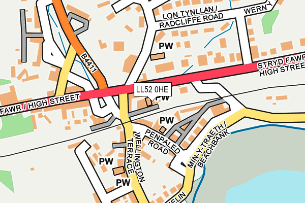 LL52 0HE map - OS OpenMap – Local (Ordnance Survey)