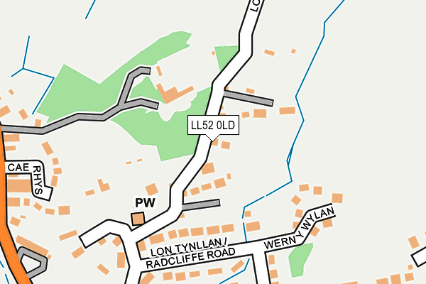 LL52 0LD map - OS OpenMap – Local (Ordnance Survey)