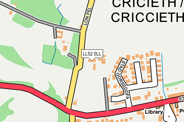 LL52 0LL map - OS OpenMap – Local (Ordnance Survey)