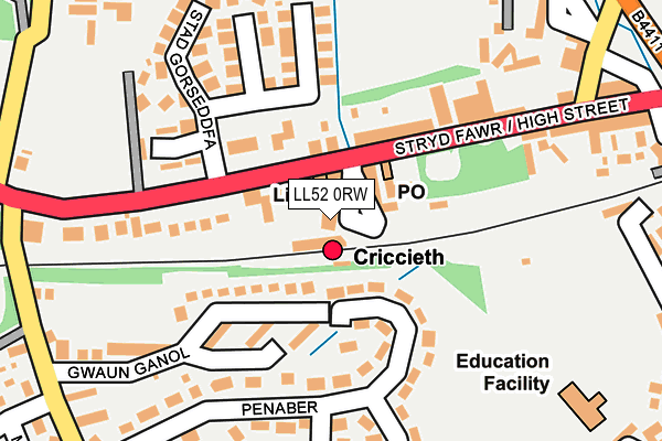 LL52 0RW map - OS OpenMap – Local (Ordnance Survey)