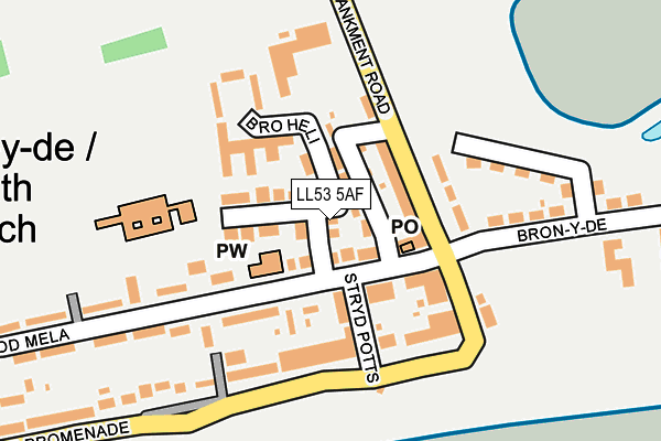 LL53 5AF map - OS OpenMap – Local (Ordnance Survey)