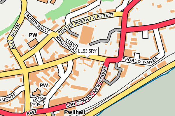 LL53 5RY map - OS OpenMap – Local (Ordnance Survey)
