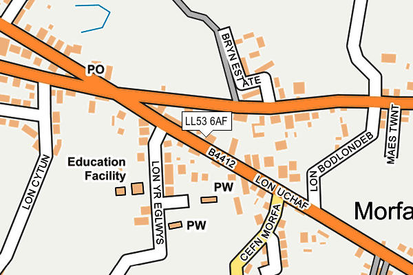 LL53 6AF map - OS OpenMap – Local (Ordnance Survey)