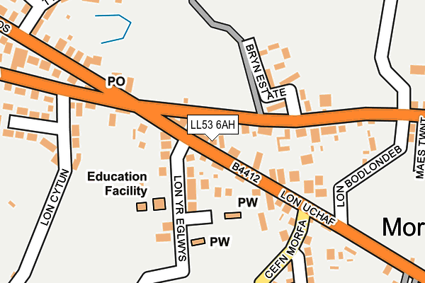 LL53 6AH map - OS OpenMap – Local (Ordnance Survey)