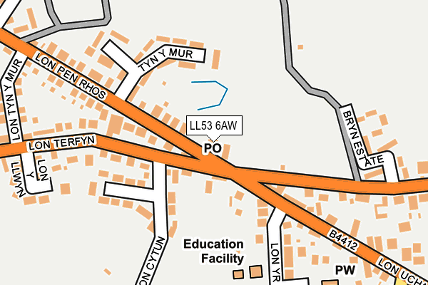 LL53 6AW map - OS OpenMap – Local (Ordnance Survey)