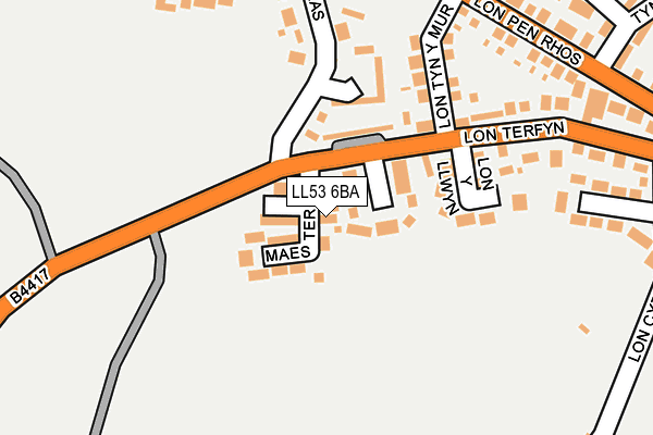 LL53 6BA map - OS OpenMap – Local (Ordnance Survey)