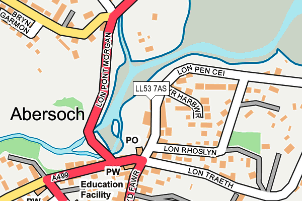 LL53 7AS map - OS OpenMap – Local (Ordnance Survey)
