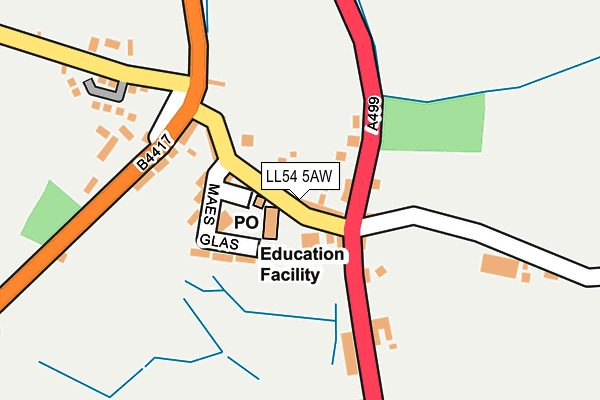 LL54 5AW map - OS OpenMap – Local (Ordnance Survey)
