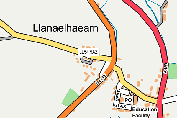 LL54 5AZ map - OS OpenMap – Local (Ordnance Survey)