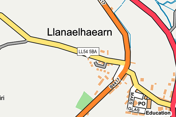 LL54 5BA map - OS OpenMap – Local (Ordnance Survey)