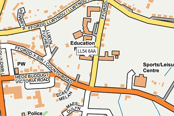 LL54 6AA map - OS OpenMap – Local (Ordnance Survey)