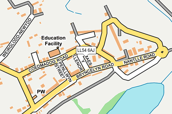LL54 6AJ map - OS OpenMap – Local (Ordnance Survey)