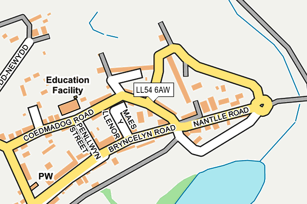 LL54 6AW map - OS OpenMap – Local (Ordnance Survey)