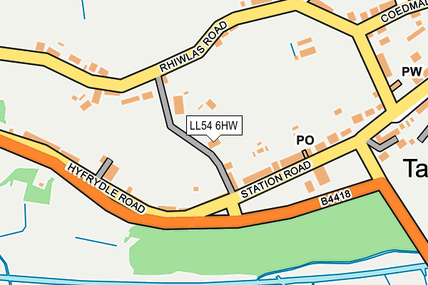 LL54 6HW map - OS OpenMap – Local (Ordnance Survey)