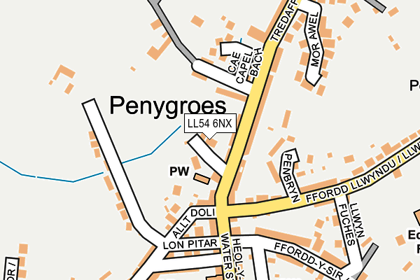 LL54 6NX map - OS OpenMap – Local (Ordnance Survey)