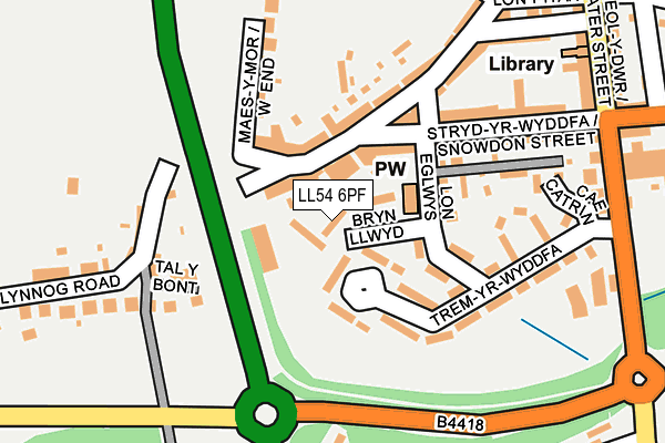 LL54 6PF map - OS OpenMap – Local (Ordnance Survey)