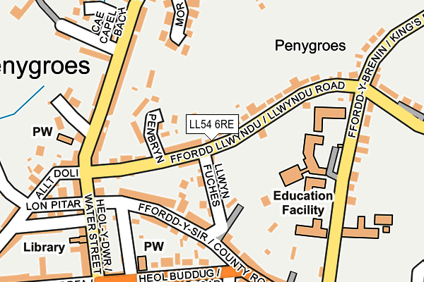 LL54 6RE map - OS OpenMap – Local (Ordnance Survey)