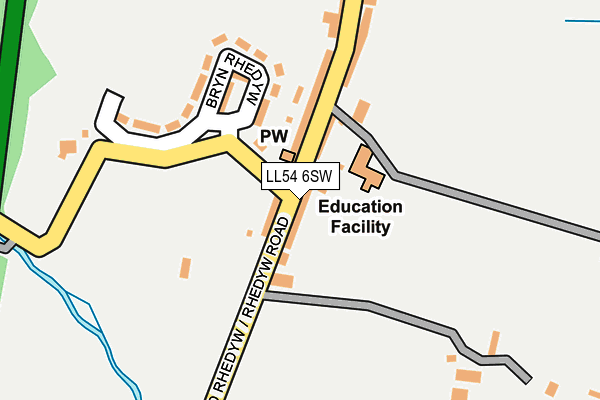 LL54 6SW map - OS OpenMap – Local (Ordnance Survey)