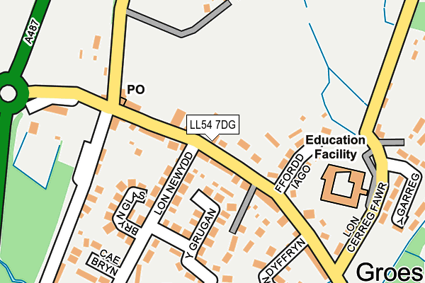 LL54 7DG map - OS OpenMap – Local (Ordnance Survey)