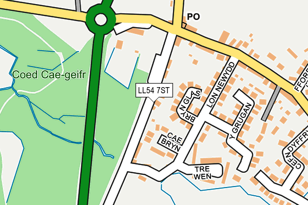 LL54 7ST map - OS OpenMap – Local (Ordnance Survey)