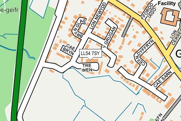 LL54 7SY map - OS OpenMap – Local (Ordnance Survey)