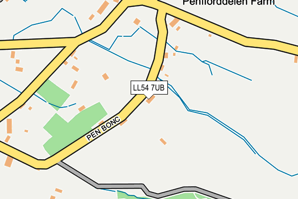 LL54 7UB map - OS OpenMap – Local (Ordnance Survey)